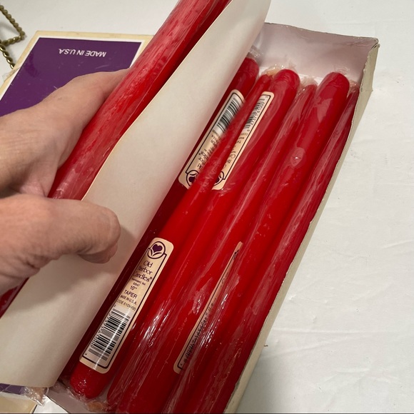 Vintage Old Harbor red 10 inch taper candles set of 12 - Picture 5 of 5